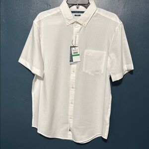 Perry Ellis Men's White Textured Button-Down Shirt